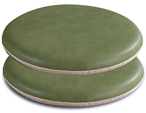 2er Set Sitzkissen Memory Foam Rund Stuhlkissen,Leder Sitzpolster Rund Waschbar und Abnehmbar,Sitzauflagen rutschfest Gemütlich Sitzpolster für Tatami Garten Büro (Size:38cm,Color:Grün)