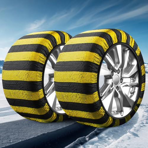 SUPER Grip Snow Socks, Schneeketten Textile für Autos, EN 16662-1 Zertifizierung- 2er Set Schneesocken Anfahrhilfe