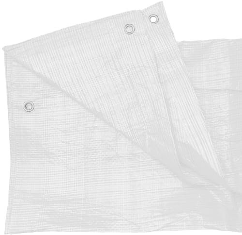 Heavy Duty Waterproof White Tarpaulin Ground Sheet 100G for Outdoor Cover Protection CampingGarden Roofing Furniture and Floor Use (6m x 10m)