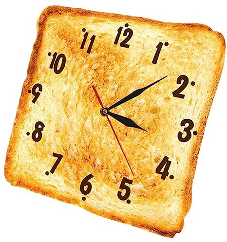 MUSISALY Toast-Design-Wanduhr Batterie Digitale Wanduhr dekorative Uhr Bürouhr quadratische Wanduhr für den einzug bürodeko Decor Bäckerei Uhr Ornament für die Wand Plastikspiegel