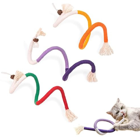 JAONLD 3 Stücke Cat Rope Toys Sisal Cat Scratcher,Katze Kauspielzeug Katzen Zahnpflege Interactive für die Zahnreinigung von Kätzchen,zur Steigerung des Appetits,zur Linderung von ängsten und Stress
