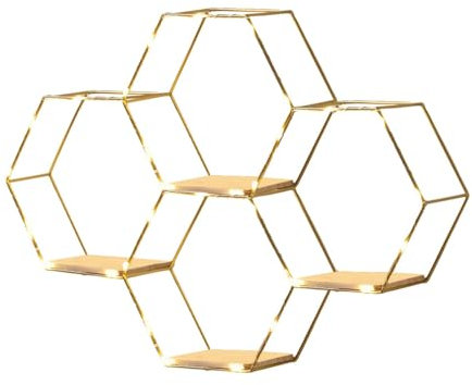 Waben Wandregale - Geometrische Schwimmende Regale, Moderne Badezimmerregale | Stylish Home Wall Decor, Sechskant Wandregale, Schwimmende Lagerregale Mit LED -Leuchten, Dekoratives Für Wohnzimme