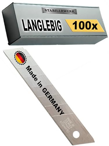 STABILERWERK - 100x 𝑳𝑨𝑵𝑮𝑳𝑬𝑩𝑰𝑮𝑬 Cuttermesser Klingen 18mm - 𝑴𝑨𝑫𝑬 𝑰𝑵 𝑮𝑬𝑹𝑴𝑨𝑵𝒀 - Klingen Cuttermesser 18mm - Abbrechklingen