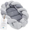 Babynest Neugeborene Nestchen Baby 75 x 45 cm – Plüschstoff Kuschelnest mit Zopf Kissen zerlegbares Set zweiseitig Babynestchen Babybett Monde