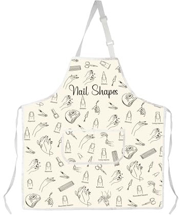 AKTAP Nail Technician Gift Funny Nail Art Apron With Pockets Adjustable for Nail Salon Gift Ideas Nail Tech Aprons Waterproof (AP, Nail Shapes Apron-HT)
