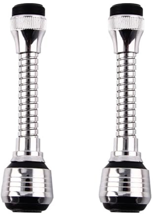 2 Piezas Alargador Universal para Grifo – Cabezal Giratorio 360° para Cocina y Baño – Boquilla Ajustable con Filtro para Rociado sin Salpicaduras