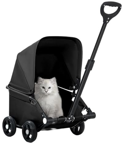 Loyimioo Mini Dog Stroller Pet Buggy Trolleys auf Rädern Tool Free Foldable mit UV und Regenfest 360 ° Drehbaren Griff Hund Kinderwagen für Einfache Reise Kleine und Mittlere Hunde Carrier Schwarz
