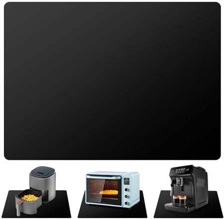 2mm Thick Hitzebeständige Matte für Luftfritteuse 60L x 40B cm,Ohne Falten Große Silikonmatte für Küchenarbeitsplatten, Arbeitsplattenschutz, Rutschfest und Wasserdicht (Schwarz)