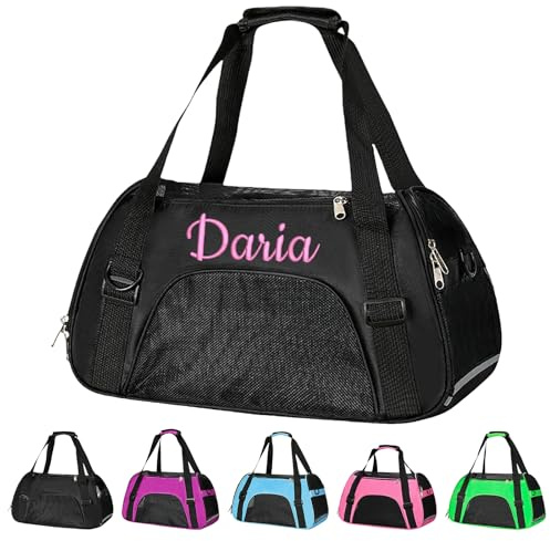Personalisierte Katzentasche Hundetasche Mit Stickerei Namen,Personalisiert Hundetransportbox Faltbar Katzen,Hundetasche Für Kleine Hunde Katzen Tragetasche (Black)