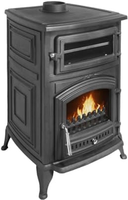 EIDER BIOMASA Estufa Leña ANTARES IRON con Horno – 18,26 kW (máx. 24,28 kW) – Fundición Completa – Horno 16×29×41 cm – Hasta 315 m³ – 91×59×61 cm – Clase A