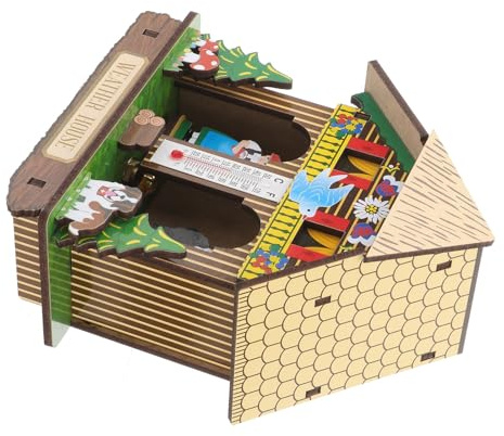 Wandmontiertes Thermometer und Hygrometer für Raum und Wand, Analog | Kunststoff und MDF, 14x13x6cm, Beige, Einfache Montage, Terrasse, Zimmerpflanzenpflege, Raumklimaüberwachung Zufällige Farbe