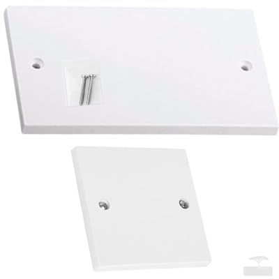 1 x Single and 1 x Double Electrical Cover Dummy Blanking Plate with Screws - White (2 Pack)