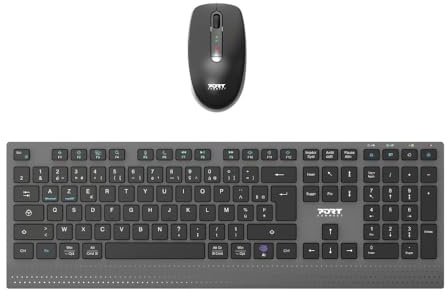 PORT Designs Pack Clavier + Souris Bluetooth sans Fil 2.4 GHz Rechargeable USB-C avec Touche IA