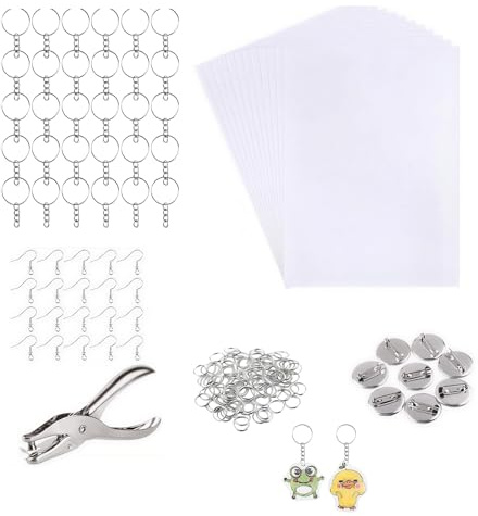 181-teiliges Schrumpffolie Set Schlüsselanhänger basteln für Erwachsene | DIY Schrumpffolie Set zum Selbermachen von Schlüsselanhängern für kreative Handwerksprojekte und individuelle Geschenkideen.