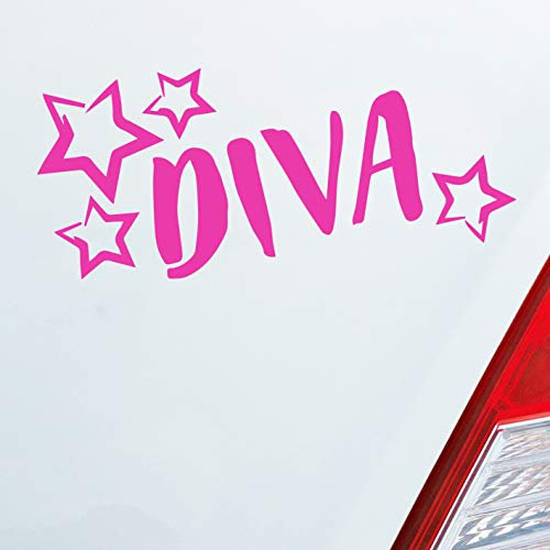 Hellweg Druckerei Diva Sterne Stars Schriftzug Auto Aufkleber Sticker Heckscheibenaufkleber