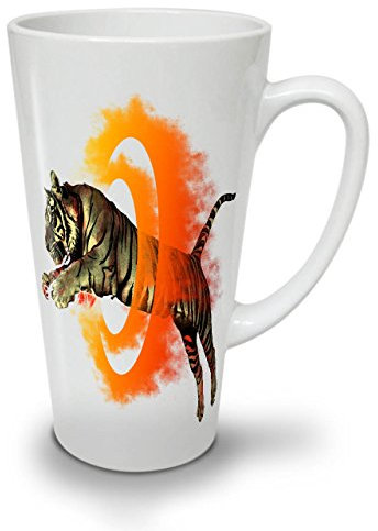Tiger Portal Cool Latte Mug, Flame Coffee Cup - Comfortable Handle, Two Side Print, Sturdy Ceramics by Wellcoda