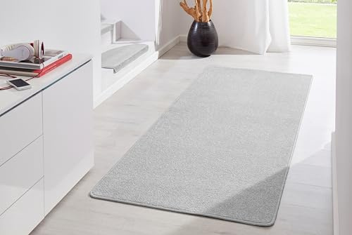 Hanse Home Indoor Teppich Fancy – Wohnzimmerteppich einfarbig Modern Velours Teppich für Esszimmer, Wohnzimmer, Kinderzimmer, Flur, Schlafzimmer, Küche – Grau, 80x300cm