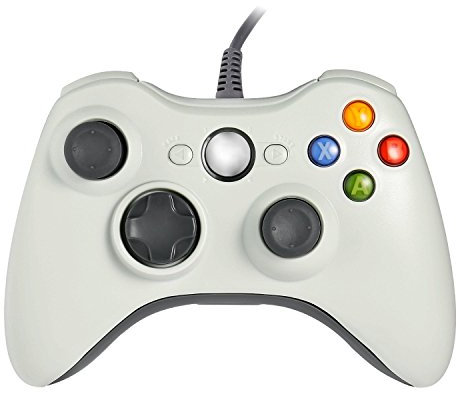 Joystick Controller Gamepad USB Maneggevole Adatto per PC Microsoft/ Xbox 360/360 Slim Windows 7/8/10 (Bianco)