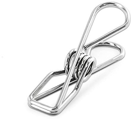 FJCTER Lot de 40 épingles à linge en acier inoxydable 5,1 cm Durable Pinces à linge multifonction en fil métallique pour la buanderie, la cuisine, l'extérieur, les voyages, le bureau