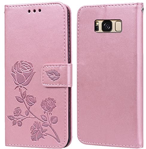 Phone Case for Samsung Galaxy S8 with Kickstand,Card Slots,Silicone Bumper,Shockproof,Flip Wallet Leather Protective Cover for Samsung Galaxy S8(5.8'')