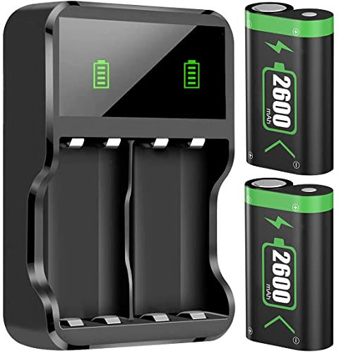 Nazily Rechargeable Battery Packs for Xbox One/Xbox Series X|S, 2 X 2600mAh High Capacity Xbox one Controller Battery Packs, Rechargeable Batteries with Charger for Xbox One/One S/One X/One Elite