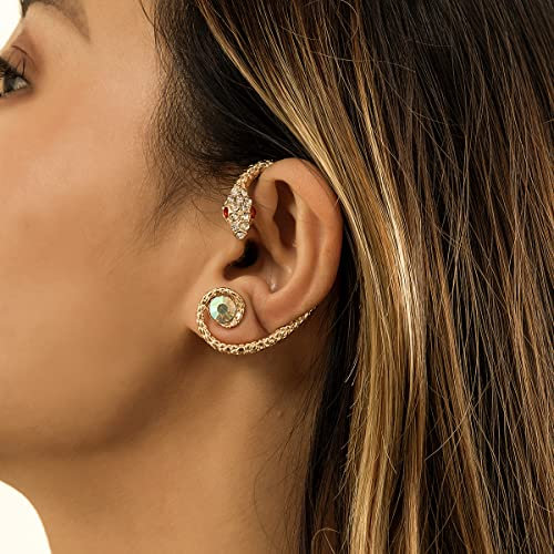 Inateannal Schlange Ohrmanschette Crawler Ohrringe Gold Cobra Climber Ohrring Hip Hop Einfach Strass Ohrstecker Ohrring Ohr Wrap Schmuck Für Frauen Und Männer