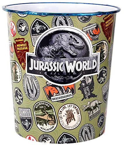 Zawadi Global Jurassic World Kids Childrens Waste Bucket Paper Bin Basket for Bedroom Study Desk Dustbin