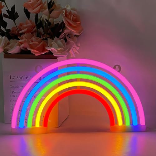 Regenbogen Neon Sign LED Regenbogen Neonlicht Schild Batterie oder USB Powered Wall Decor Neon Light Sign LED Neonlicht für Geburtstagsparty Schlafzimmer Dekor für Kinder Geschenke