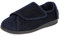 HomeTop Men's Corduroy Slippers Comfy Adjustable Hook and Loop Memory Foam Wide Indoor House Shoes for Diabetic Swollen Feet Navy, 9 UK