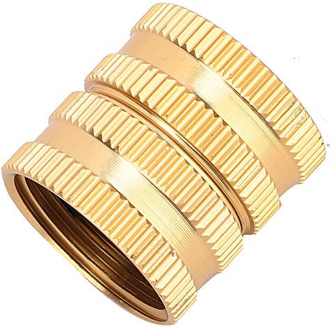 Adaptador de Manguera Hembra a Hembra de Latón Conector de Manguera Hembra Doble 3 × 3 × 3 3 4 Conector de Grifo de Manguera de Latón Adaptador de Tubería de Agua de Jardín