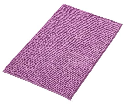 Decomira Badematte rutschfest | Als Badteppich Set kombinierbar | Badezimmer-Teppich Bad-Vorleger waschbar aus Chenille | Duschvorleger für Dusche, Badewannen, WC Deko | Lila - 40x60 cm