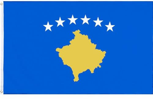 Bandiera del Kosovo Bandiera del Kosovo dai Colori Vivaci e Resistente allo sbiadimento Bandiera del Kosovo su Entrambi i Lati con Occhiello in Ottone Banner del Kosovo in Poliestere