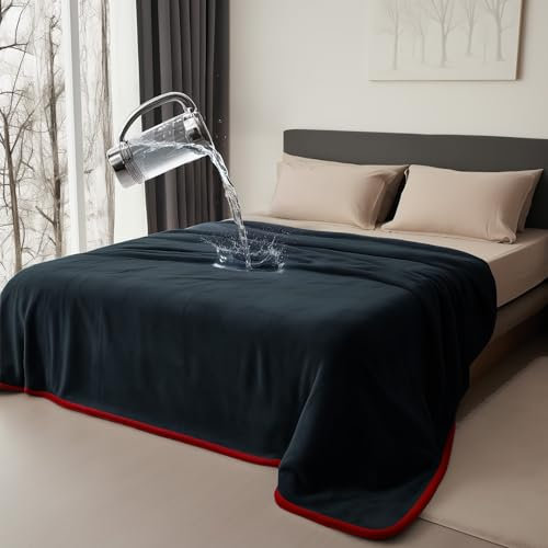 Bedding Aid wasserdichte Decke, Hundedecke Wasserdicht, Liebesdecke Wasserdicht, Katzendecke, Hundedecke Sofa, Rot und Schwarz, Tagesdecke (203x229cm)