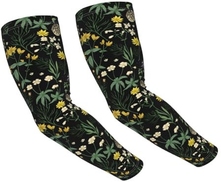 CVFGHJOKC Kühlende Armstulpen mit Bulldoggenmotiv für Damen und Herren, Sonnenschutz-Armabdeckung mit Daumenlöchern für Gartenarbeit im Freien, Elegante Blume, Einheitsgröße