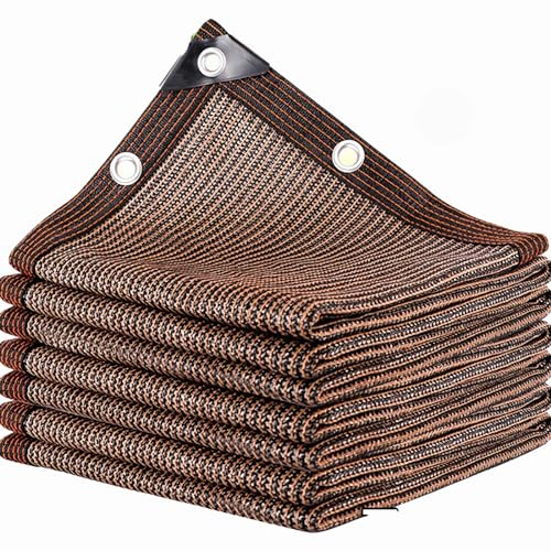 DGSFES Mallas de Sombreo Marrón Red de Sombra con Ojales,Toldo 3X8m Rectangular Exterior para Agricola Huerto Patio Plantas Proteccion Balcon,Transpirable Red de Protección Solar