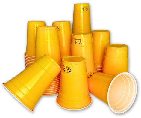 Vitavalley 100x gelbe Plastikbecher (16oz. - ca. 473ml) - 100 robuste & wiederverwendbare Partybecher - ideal für Deine Feier