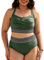 Joligiao Damen Bikin-Set Plus Size Zweiteiliger Bauchweg Badeanzug Twist-Kreuz Push Up Bademode Bikini-Oberteil High Waist Groß Größen Badeanzug mit Verstellbarem Schultergurt(Armeegrün,XXL)