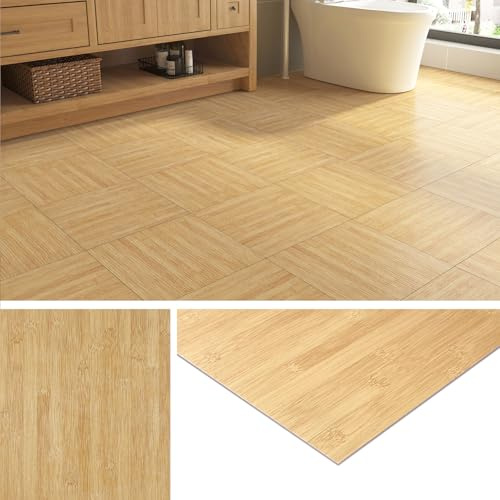 Livelynine Dalle Lino Sol Adhesif Pvc Salle de Bain Dalle Pvc Adhesive Sol Cuisine 30x30CM 16 Dalles Adhesive Sols Imitation Bois Clair Parquet Adhesif Sols Chambre Salon Carrelage Adhésif Toilette