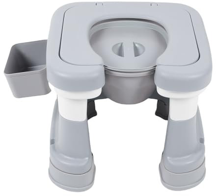 Commode de Chevet, Siège de Toilette Portable de sécurité Légère Facile à Assembler Chaise de Douche de Pot sans Glissement Extra Large avec Seau Intérieur pour Adultes Handicapées (GREY)
