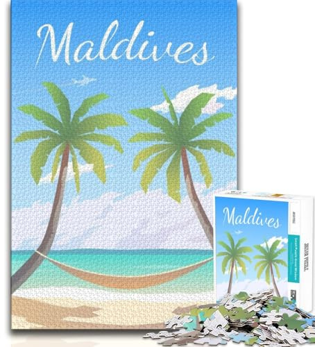 Jigsaw Puzzles for Adults Teenagers Jigsaws Puzzle Maldives,Challenging Game for Is Ideal As A Gift for The Whole Family (38x26cm)