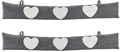 Nicola Spring Draught Excluder - 78.5cm - Heart - Pack of 2 - Herringbone Indoor Decorative Wind Stopper Home Interior Air Strip Wind Seal Window Draft Snake Sound Blocker for Home, Office Doors