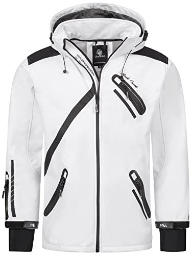 Rock Creek Herren Softshell Jacke Outdoor Regenjacke Softshelljacke Windbreaker Laufjacke Wanderjacke Funktions Sport Jacken H-127 White 3XL