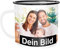 Emaille Moonworks® Fototasse, Tasse mit Foto und Text selbst gestalten, personalisierte Geschenke, Fotogeschenke weiß-schwarz unisize