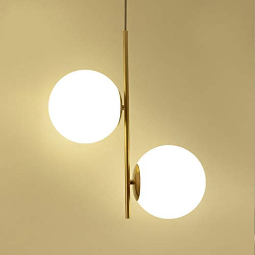 Glas Pendellampe Doppelkopf Kugel Hängelampe Modernen Minimalistischen Hängeleuchten E27 Höhenverstellbarer Kronleuchter Esszimmer Schlafzimmer Wohnzimmer Studie Nacht Badezimmer Pendelleuchten