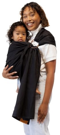 WildBird - Ringschlinge Babytrage – Neugeborene bis zu 15,9 kg – für Mütter, Väter und Betreuer – 100% natürliche europäische Leinenfasern – vielseitig und verstellbar – 228,6 cm Größe – Rabenstoff