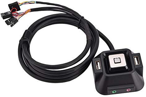 Desktop PC Switch, Desktop PC Power Switch Dual USB Ports Power Reset Button Audio Microphone Port for Internet Cafes, Families