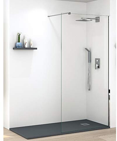 Mampara de Ducha FIJA FRONTAL Málaga – Panel Pantalla Fijo TRANSPARENTE – 200cm Altura - Cristal Templado antical y 8mm de espesor Varias Medidas Disponibles – Cromo, 120 cm (1 fijo)