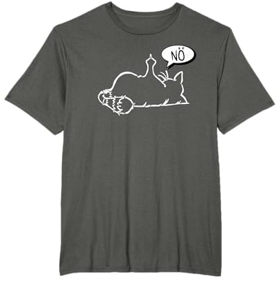 Faule lustige Katze zeigt Stinkefinger - NÖ - Schwarze Katze T-Shirt