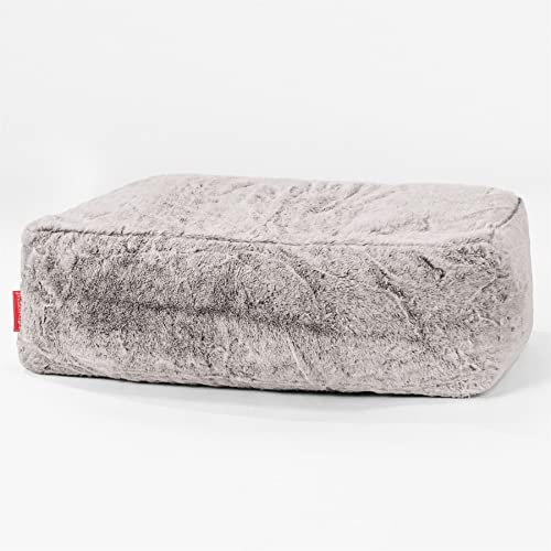 Lounge Pug, Groß Fußhocker Pouf, Kaninchen Kunstfell Hellgrau