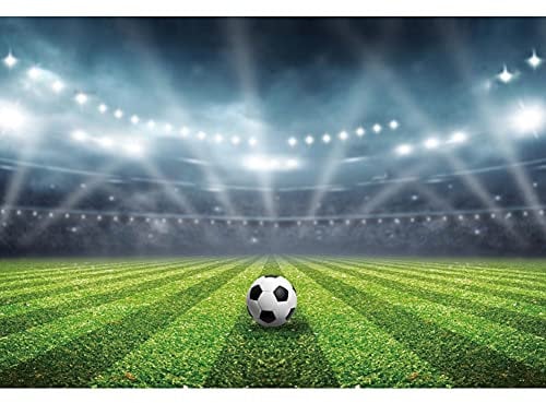 YongFoto 5x3ft Football Arena Stadium Backdrop Spotlight Illuminated Soccer Pitch Lawn Fans Stands Photography Background Children Decor Birthday Festival Event Party Photo Studio Props Vinyl